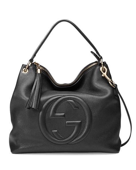 gucci black leather soho hobo bag|Gucci hobo bag vintage black.